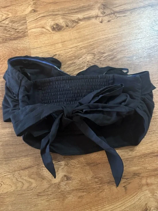 Anthropologie Top Ruffled Tube Crop Top Size Large New Black - Picture 4 of 9